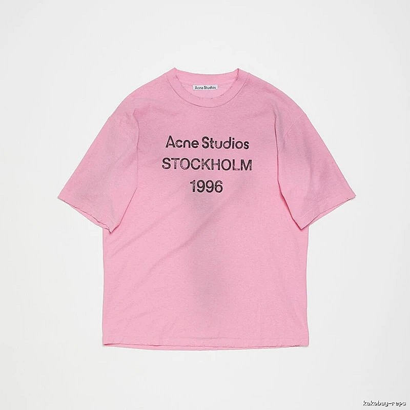 Acne Studios 2090-80 Pink Red Style Ac908026 Stockholm Logo T-Shirt Weekend Wear