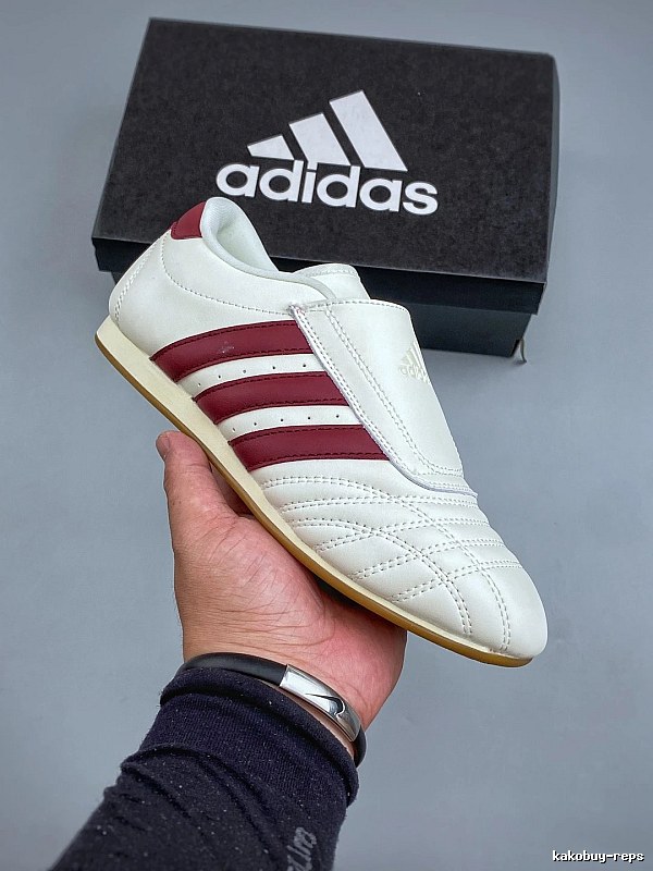 Adidas Low-Profile Sneakers, Textured Side Detail in White and Burgundy
