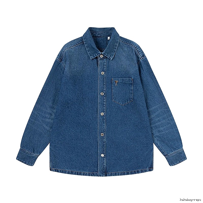 AMI casual style denim blue shirt