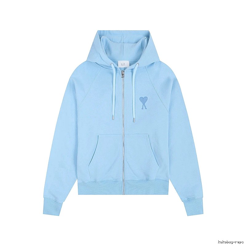 AMI Love Embroidery Light Blue Hoodie