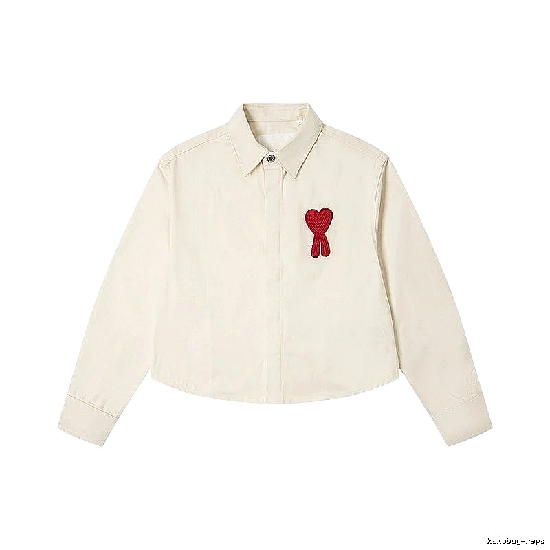 AMI Love Embroidery Minimalist Style White Shirt