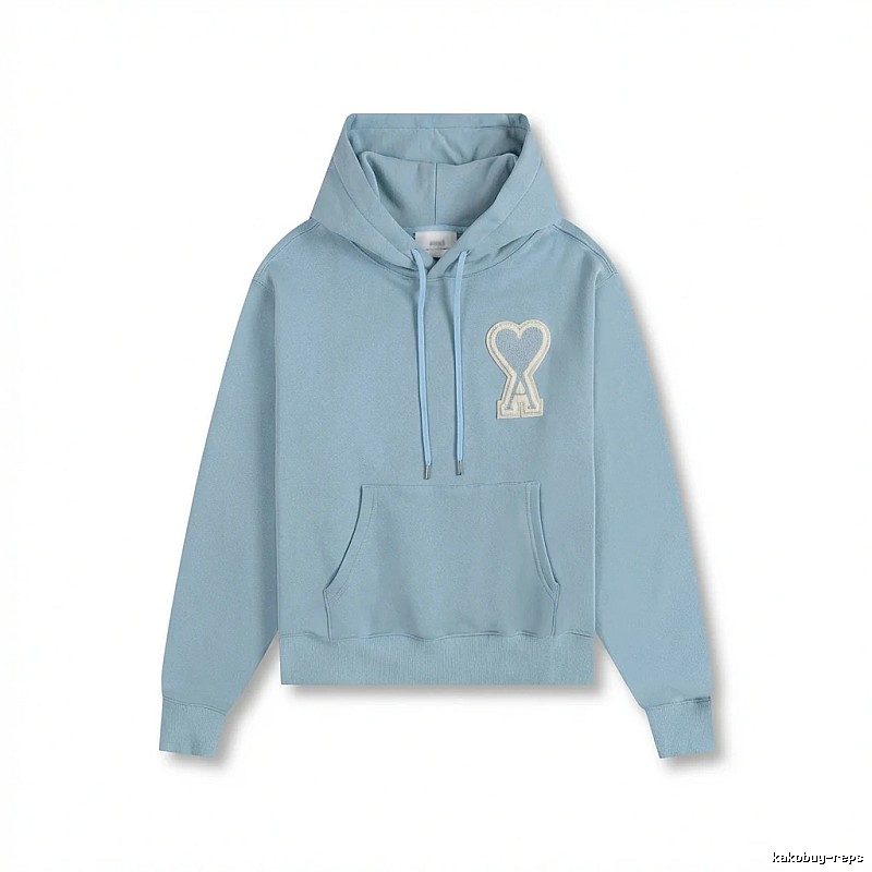 AMI Love Heart Pattern Light Blue Hoodie