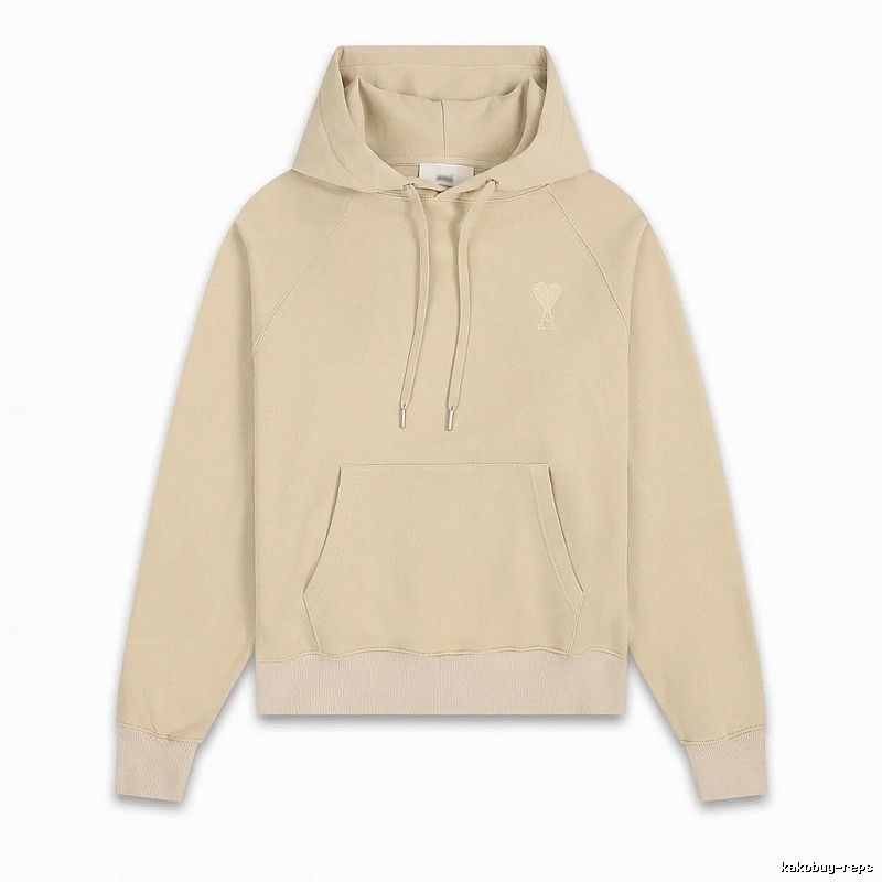 AMI Love Minimalist Style Beige Hoodie