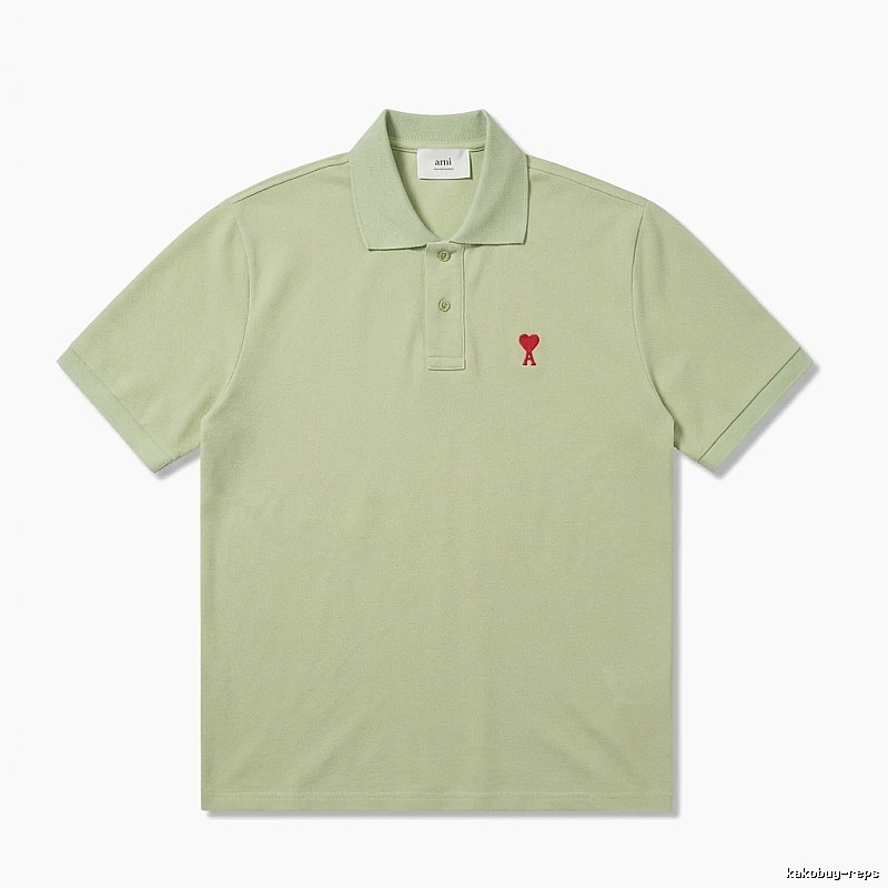 AMI Love Series Simple Style Light Green Polo Shirt