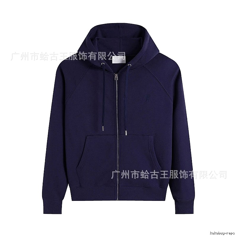 AMI minimalist style dark blue hoodie.