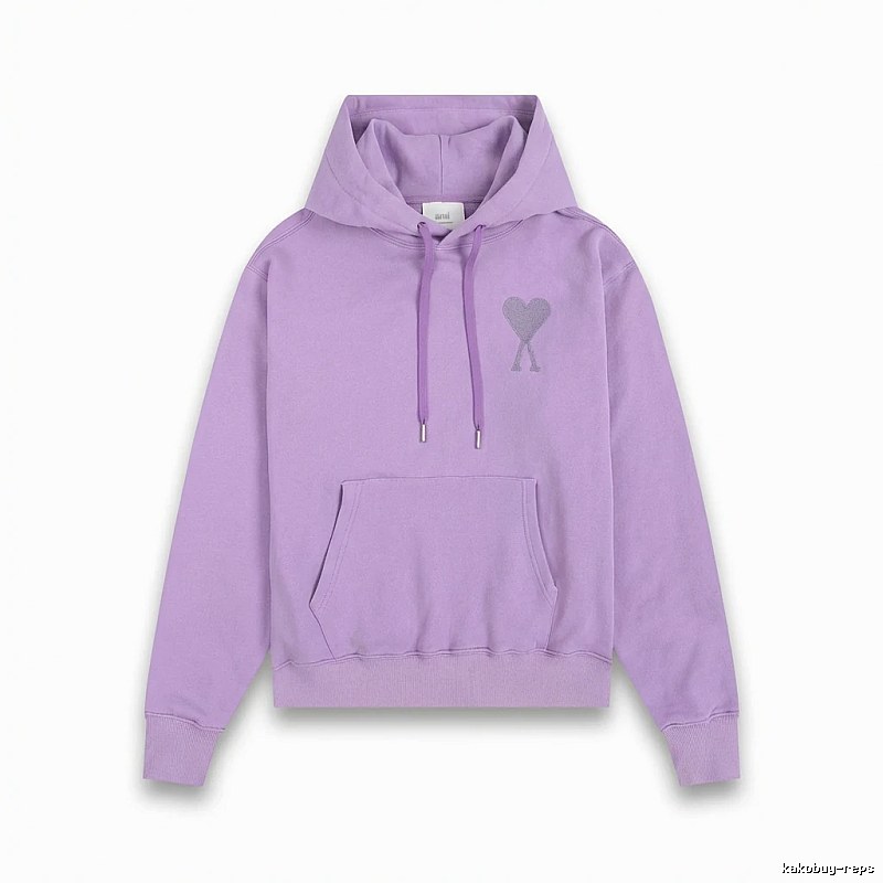 AMI series minimalist style purple hoodie