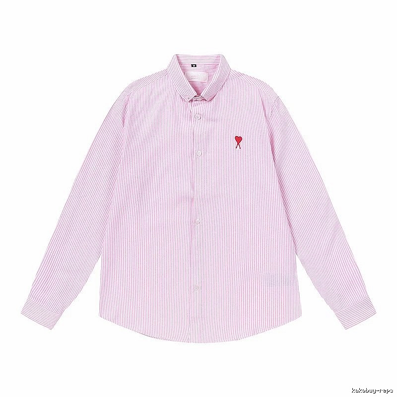 AMI Stripe Minimalist Style Pink Shirt
