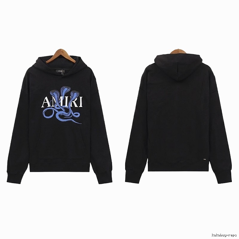 AMIRI Black Hoodie with Snake Print