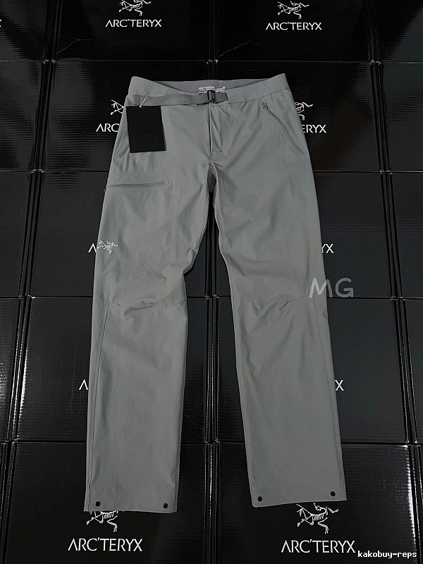 Arc'teryx Gray Technical Hiking Pants with structured outdoor cut and articulated knee seams