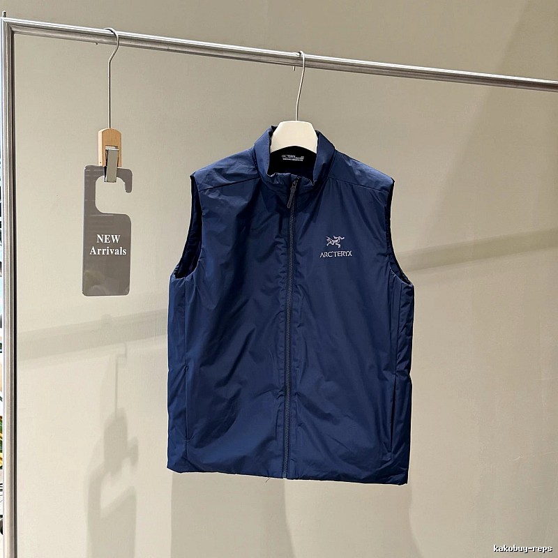 Arc'teryx Lightweight Shell Vest with simple stand collar in Navy