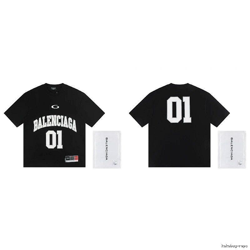 Balenciaga 01 Printed Street Style Black T-shirt