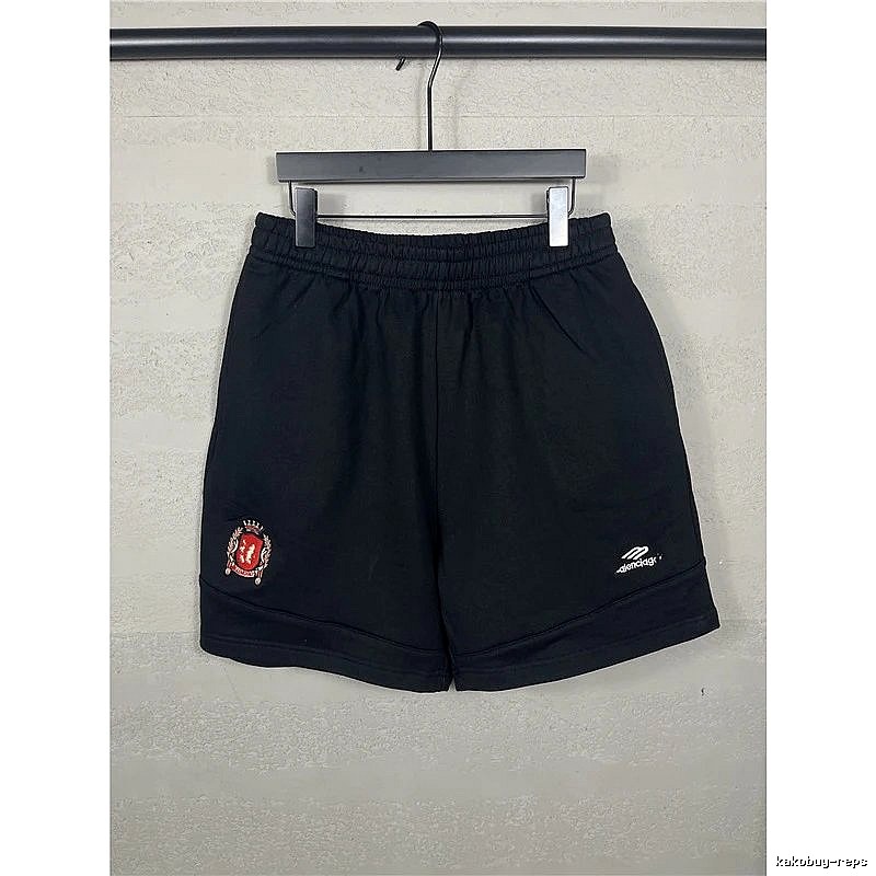 Balenciaga badge-style black shorts