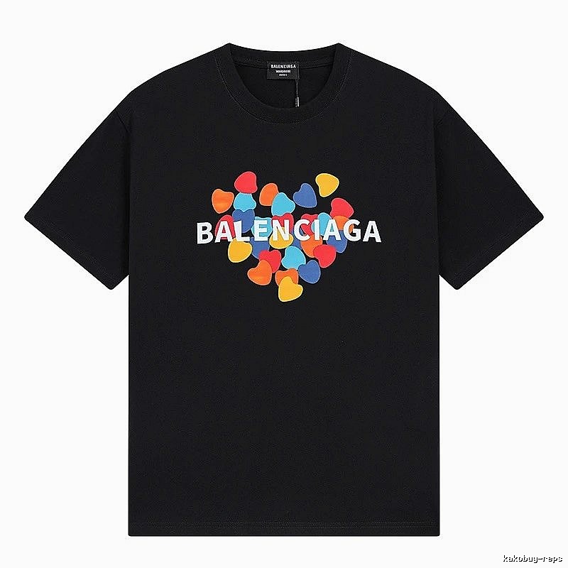 Balenciaga black T-shirt with a heart print.