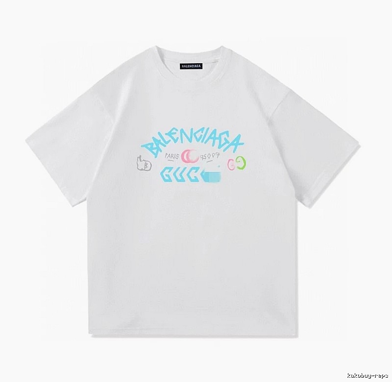Balenciaga Co-branded Graffiti Street Style White T-Shirt