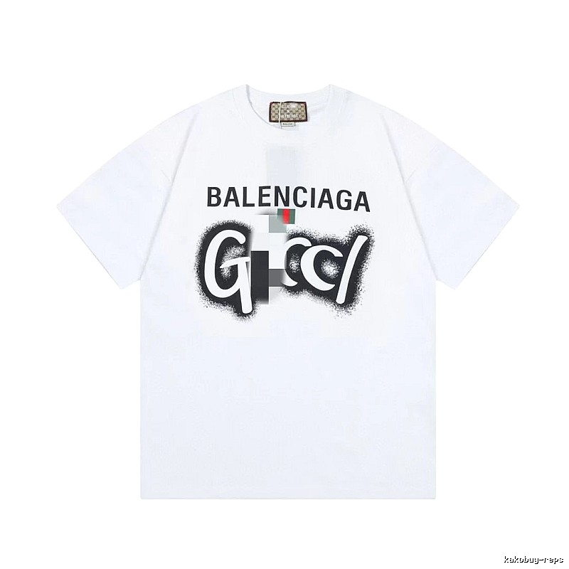 Balenciaga Co-branded Graffiti-style White Short-sleeve T-shirt