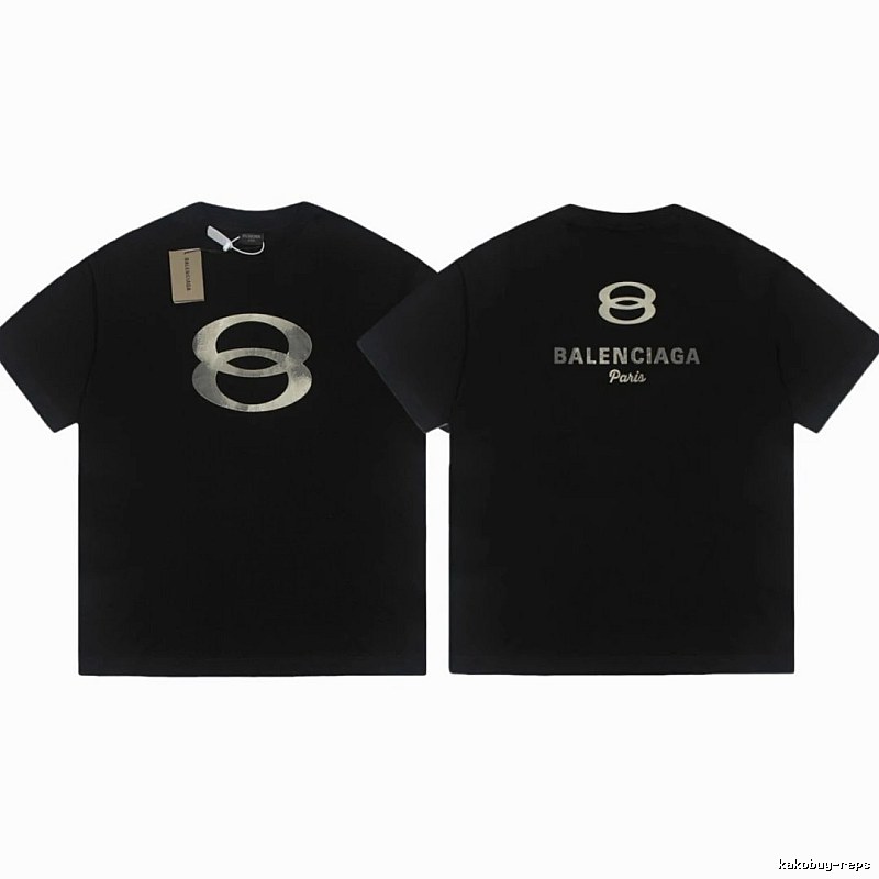 Balenciaga Distressed Double Ring Street Style Black Short Sleeve T-Shirt