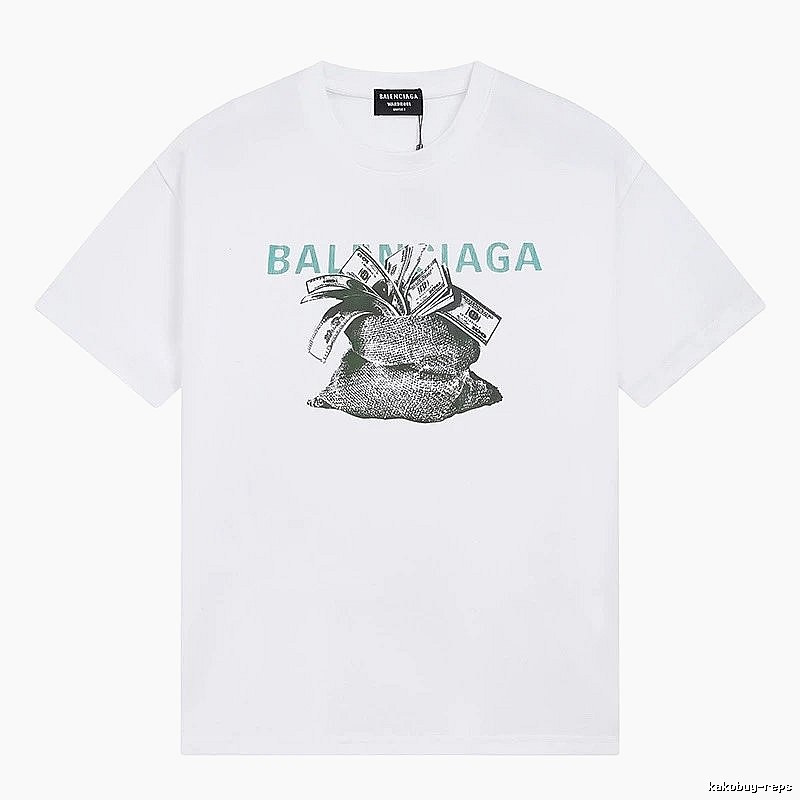 Balenciaga Dollar Bill Print Street Style White T-Shirt
