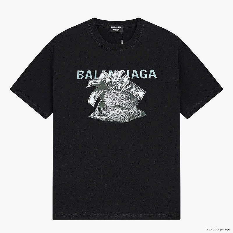 Balenciaga Dollar Print Street Style Black T-Shirt