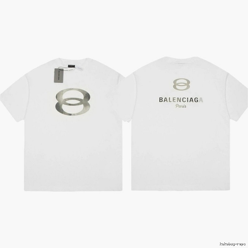 Balenciaga Double 8 Print Street Style White T-Shirt