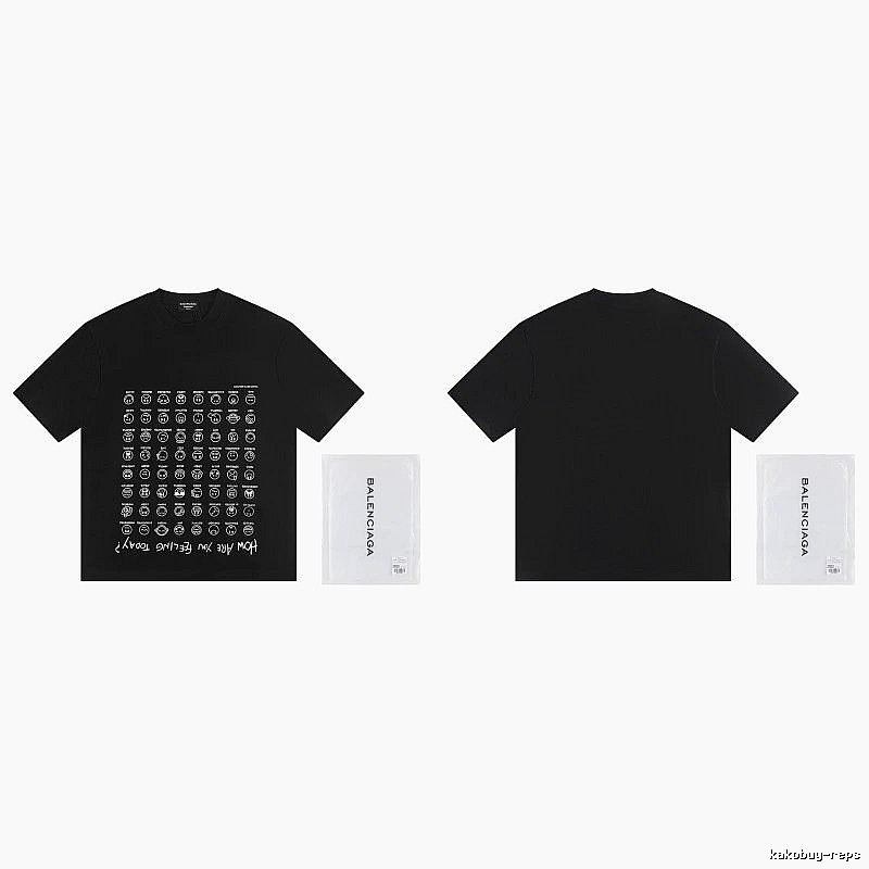 Balenciaga Emoji Printed Street Style Black T-Shirt