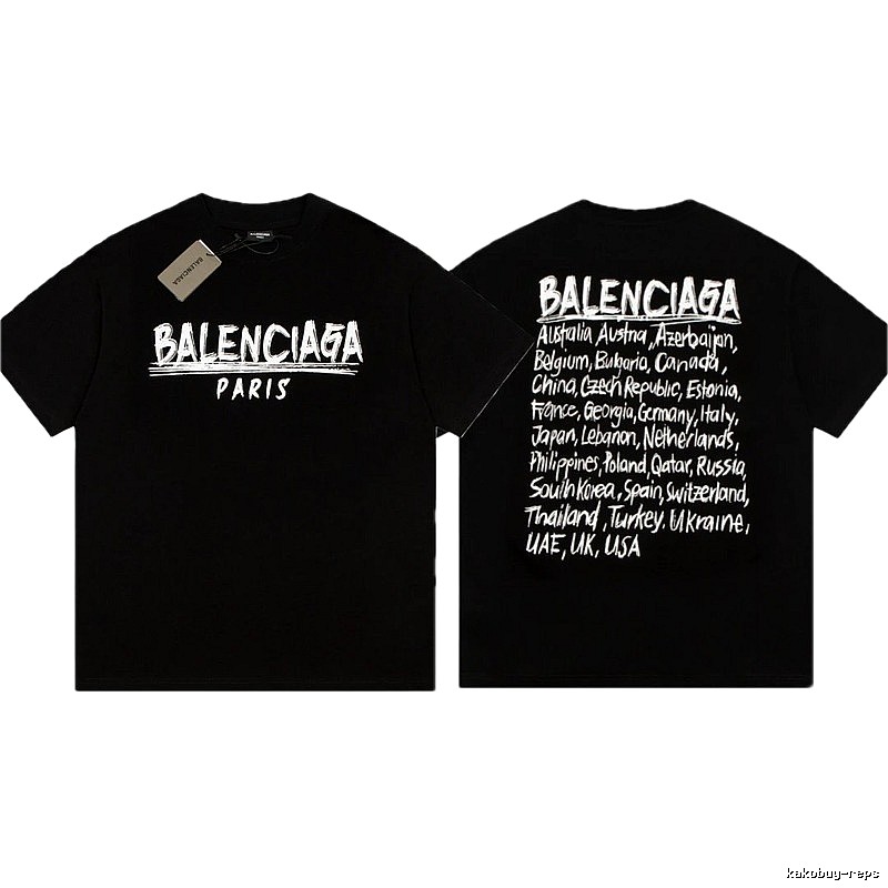 Balenciaga Graffiti Street Style Black Short Sleeve T-shirt