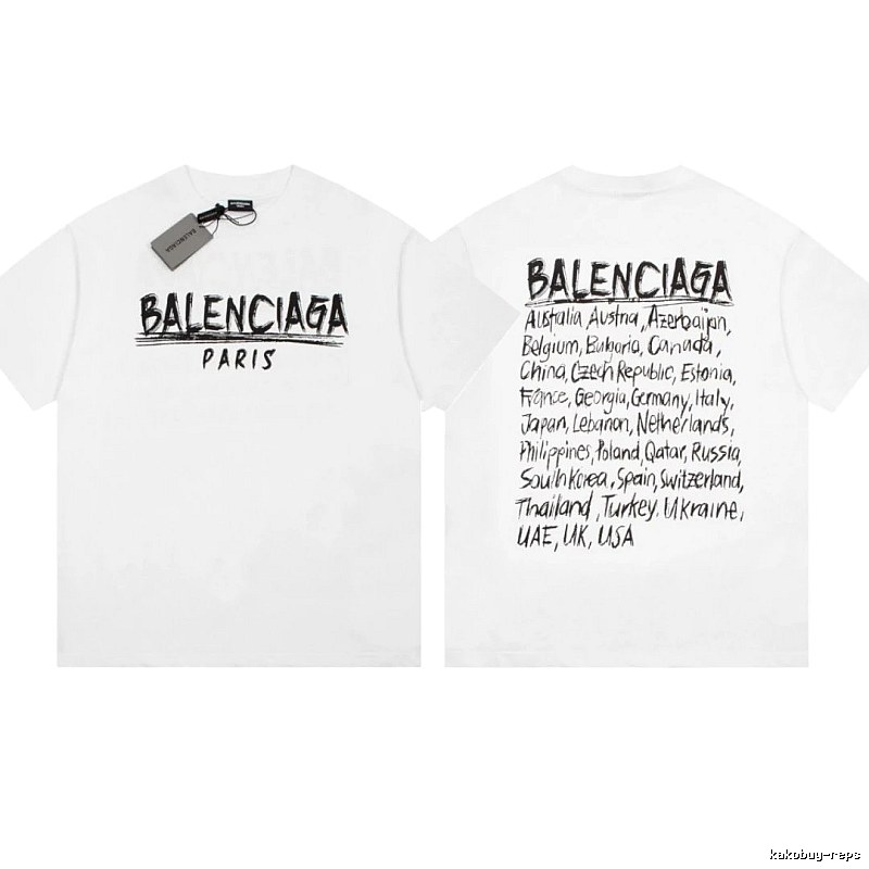 Balenciaga Graffiti Street Style White Short Sleeve T-Shirt
