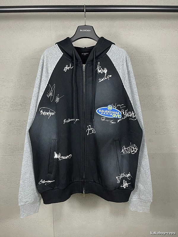 Balenciaga graffiti-style black and grey hoodie