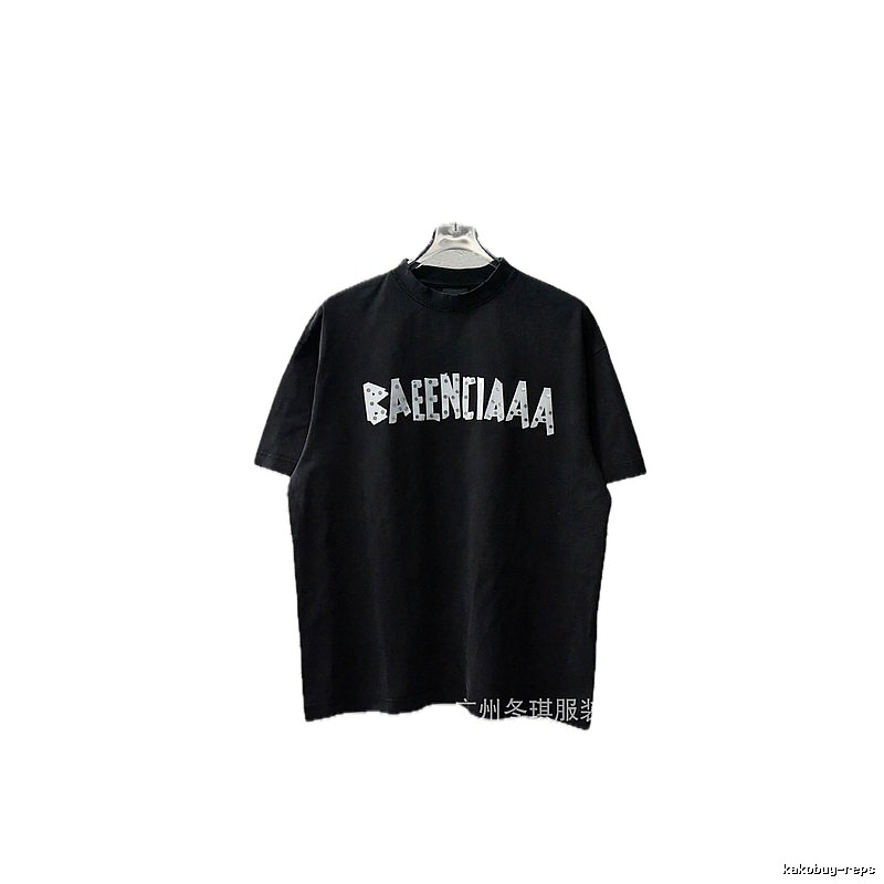 Balenciaga Letter Trendy Cool Black T-shirt