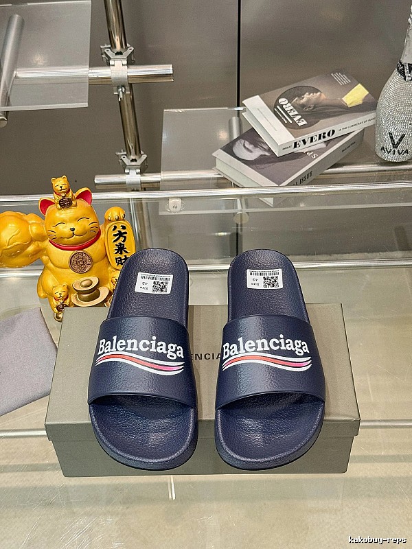 Balenciaga Logo-trend Navy Blue Slides
