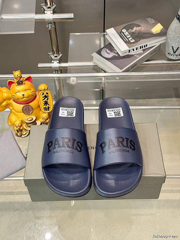 Balenciaga Paris Casual Style Navy Blue Slide Sandals