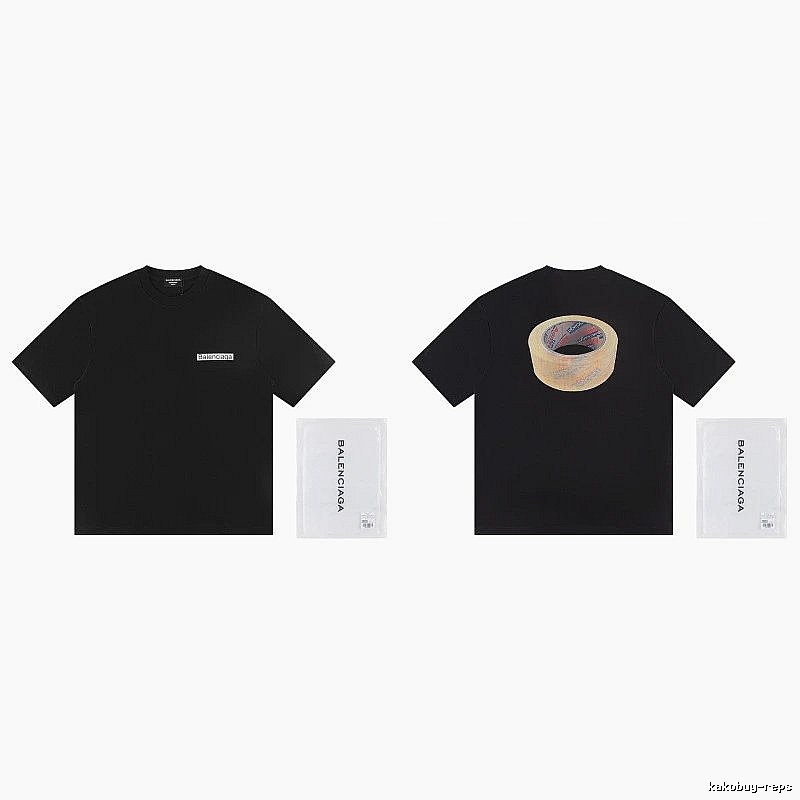 Balenciaga Tape Print Street Style Black T-Shirt
