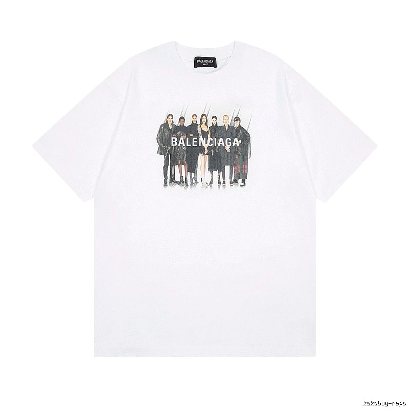 Balenciaga Trendy and Cool Style Portrait Print White T-shirt