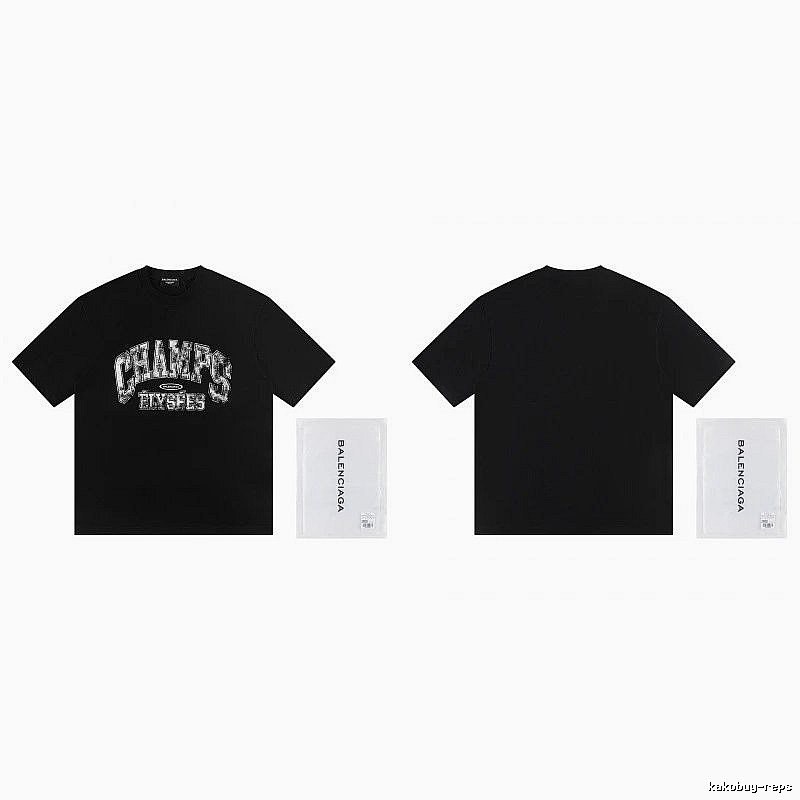 Balenciaga Vintage-style Printed Black T-Shirt