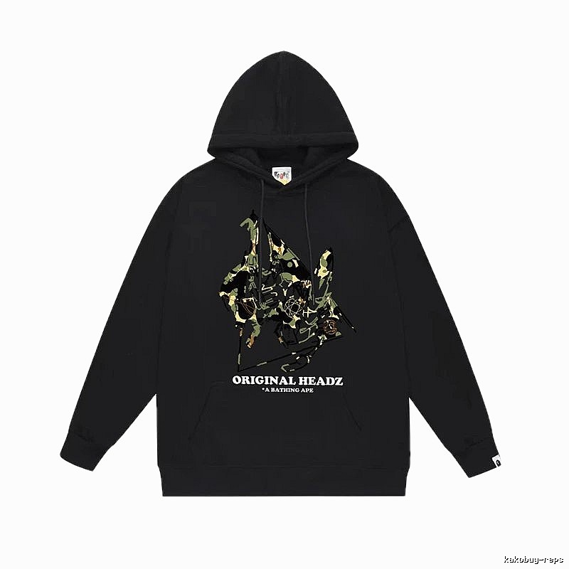 Bape camouflage-style black hoodie
