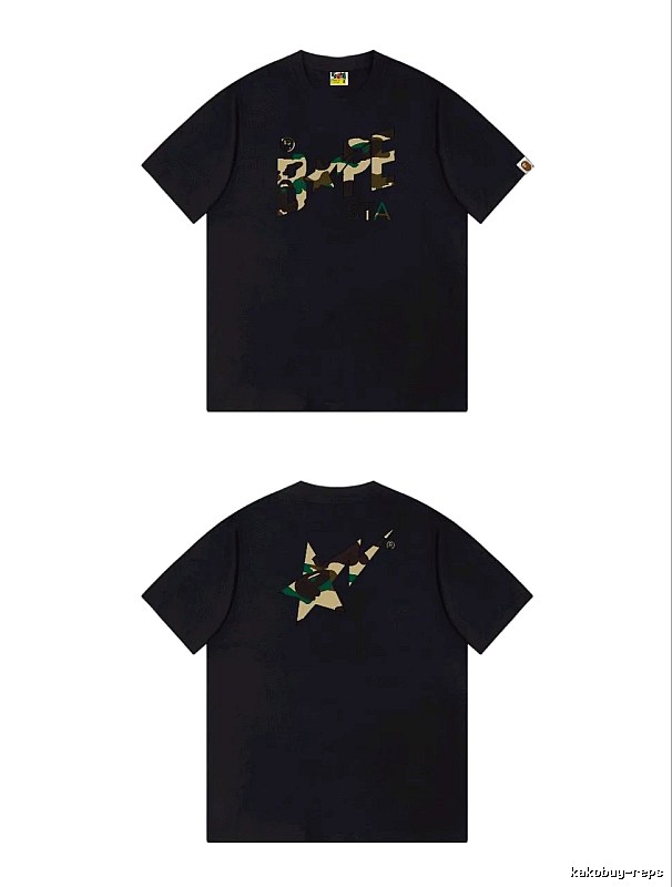 Bape camouflage style black T-shirt