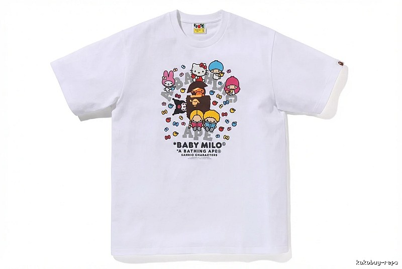 Bape cartoon - printed white T - shirt