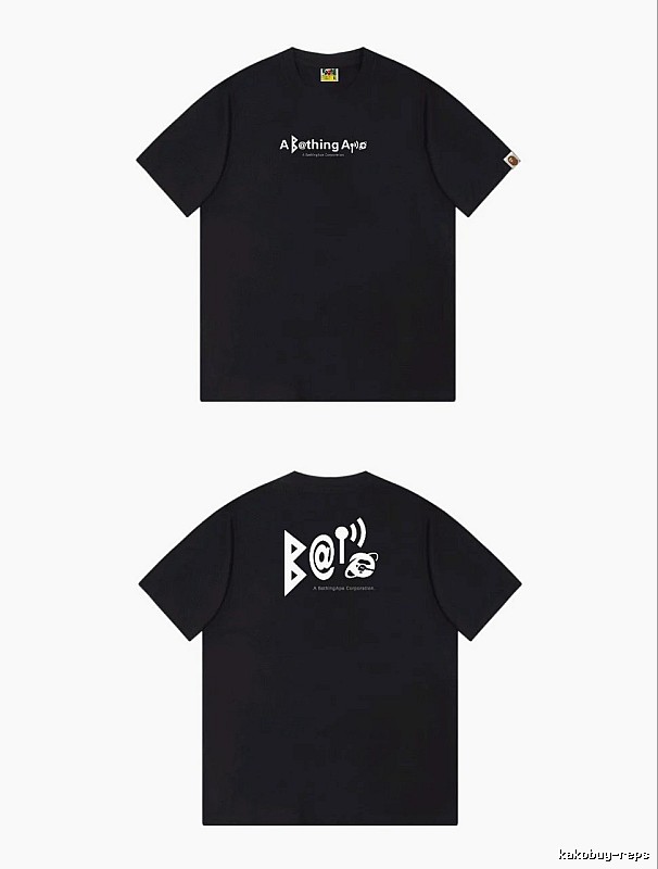 Bape letter - printed short - sleeved black T - shirt