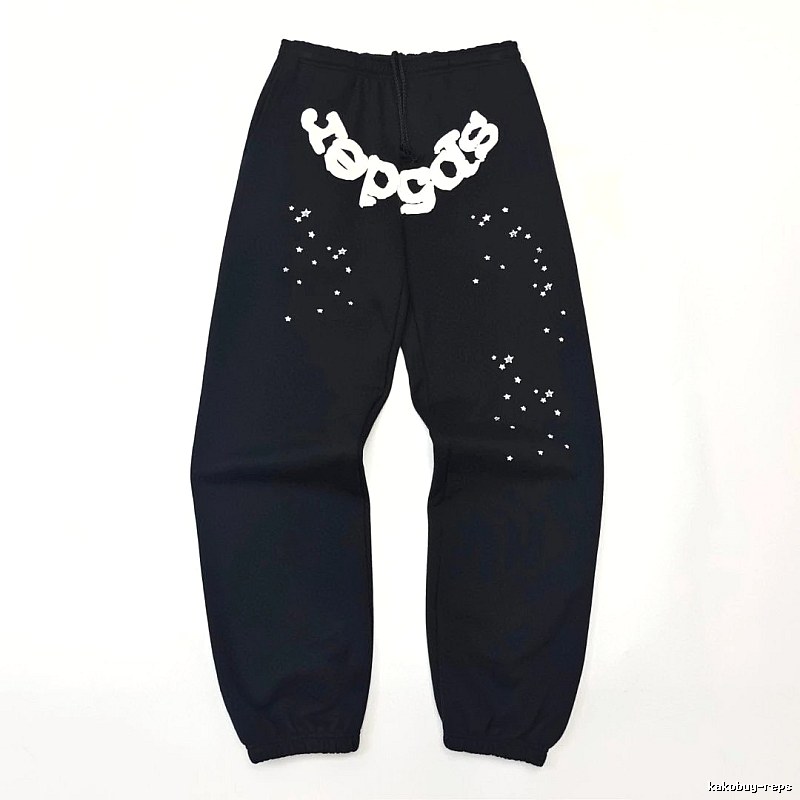 Bold White Branding Sp5der Logo Sweatpants in Black