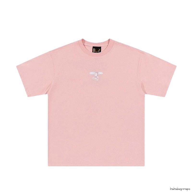 BOY Wing Print Street-style Pink Short Sleeve T-Shirt