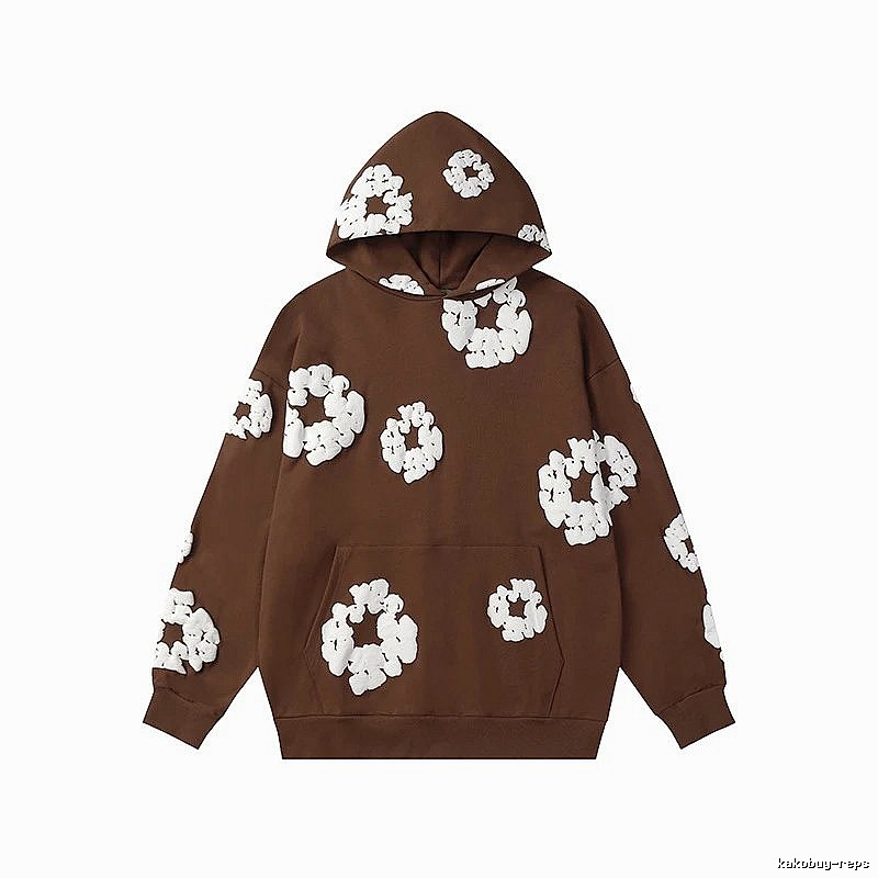 Brown Flower Pattern Hoodie Casual Layer