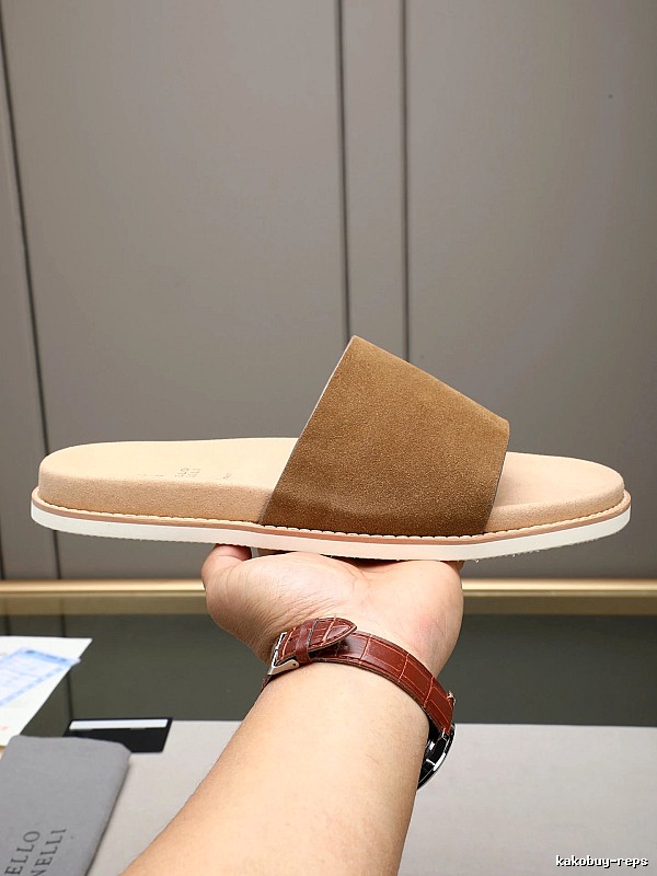 Brunello Cucinelli Casual Brown One-strap Slide Sandals