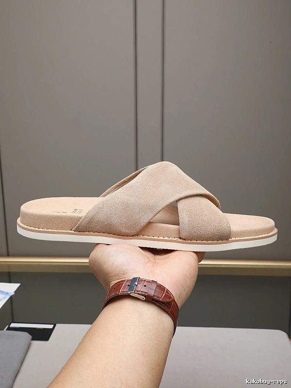 Brunello Cucinelli Casual Style Sand-colored Slide Sandals