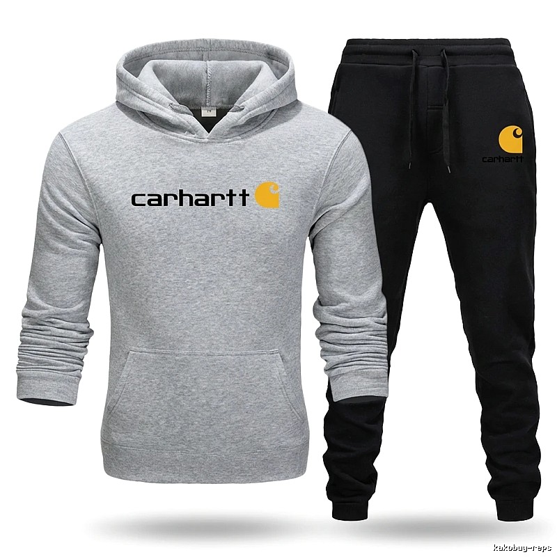 Carhartt trendy brand gray and black sportswear set