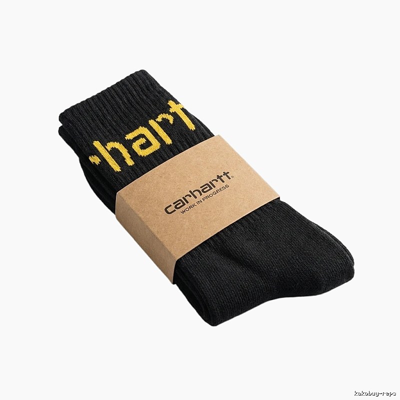 Carhartt trendy brand yellow-lettered black socks