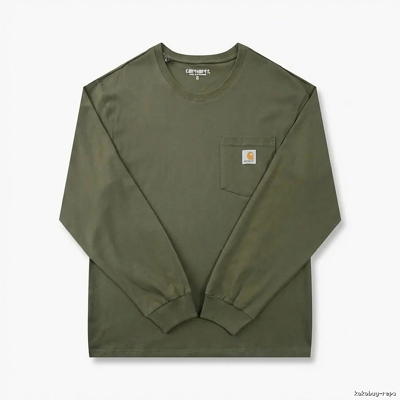 Carhartt workwear style olive green long-sleeve