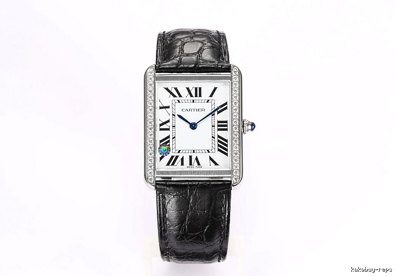 Cartier Tank-Style Dress Watch Travel Edit in Silver And Black
