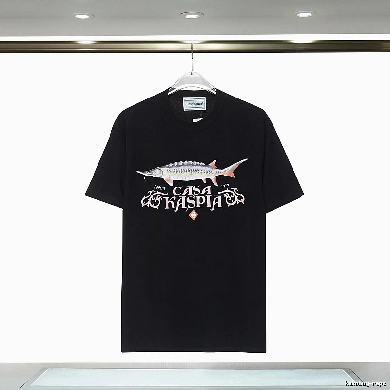 Casablanca printed trendy brand black T-shirt
