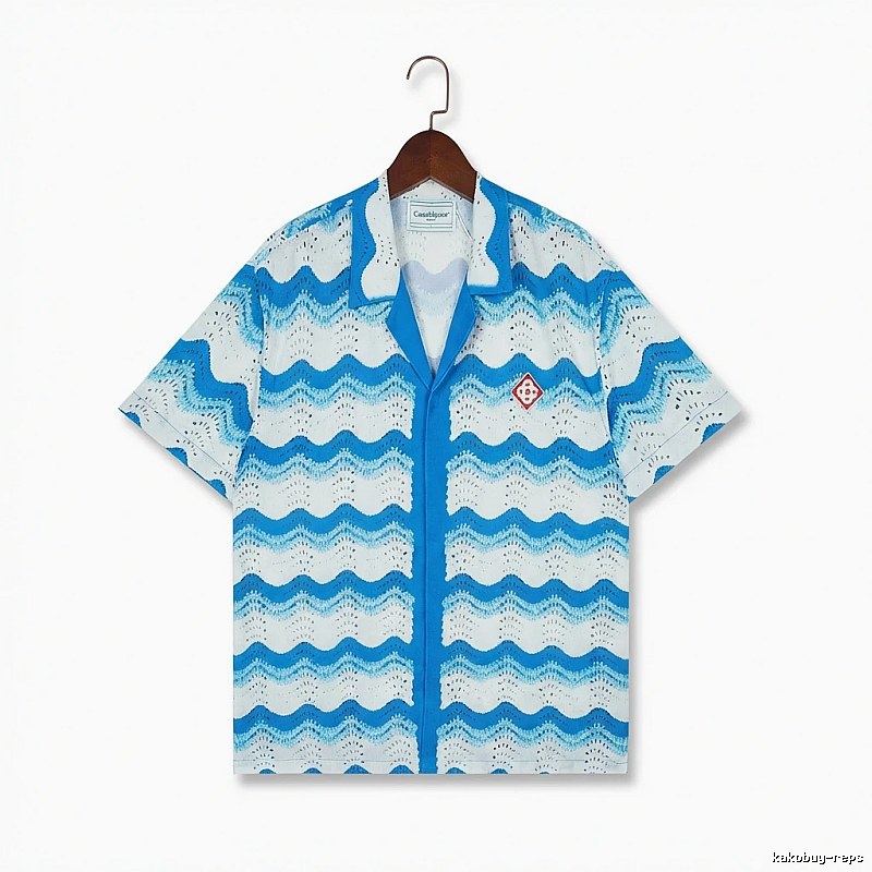 Casablanca Waves Wind Blue and White Shirt