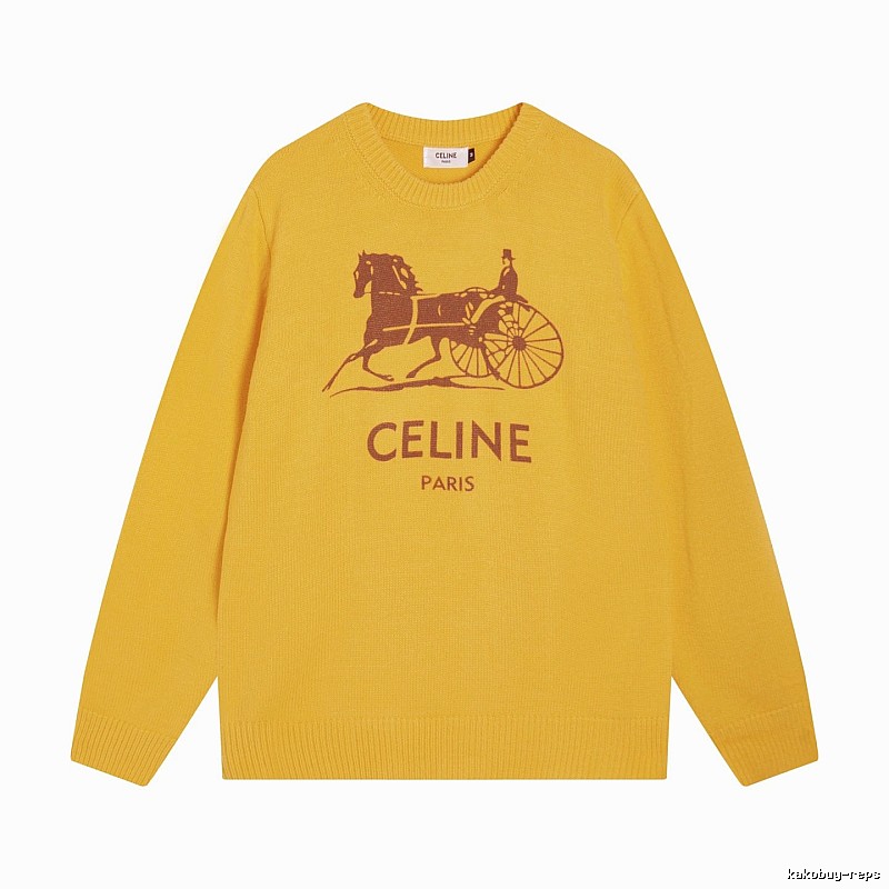 CELINE Yellow Logo Knit Sweater for Travel Packing