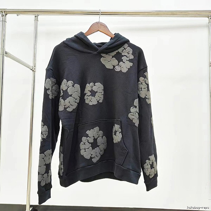 Charcoal Grey Flower Pattern Hoodie